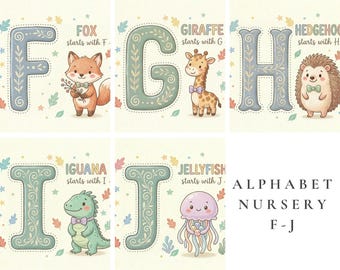 Láminas de animales con el alfabeto / Decoración de pared infantil con el alfabeto en acuarela (Descarga digital)