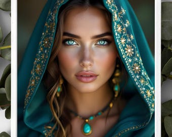 Emerald Gaze – 3er Set Fantasy Portrait Prints