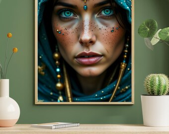Türkis Seele | Set von 2 Zauberhaften Frauen Portraits