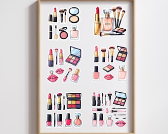 Cosmetic Makeup PNG Stickers, Kawaii Planner Beauty Set (Digital Download)