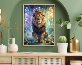 Mystic Lion Kingdom Set of 3 Printable Wall Art | Fantasy Royal Lion