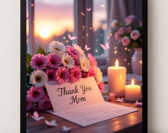 Romantische Blumen Muttertag Wand Kunst 3er Set (Digitaler Download)