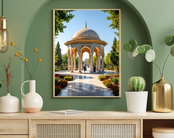 Persischer Gartenpavillon inspiriert von Hafez Grab | Shiraz Wandkunst | Digitaldruck