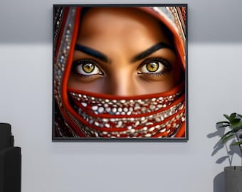 Mystic Eyes Artwork | AI-Generated Oriental Digital Portrait | Instant Download