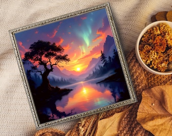 Fantasy Sunset Landscape – Mystical Lake Wall Art