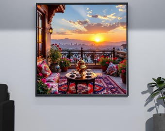 Tehran Dach-Sonnenuntergang - 2er-Set Persische Innenkunst-Kunstdrucke