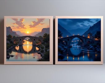 Kurdish Architecture Bridge Art Print Set, Iran (Digital Download)