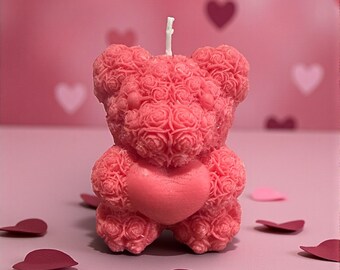 Sweetheart Teddy Bear Candle | Soy Beeswax Blend Candle | Gift for Her