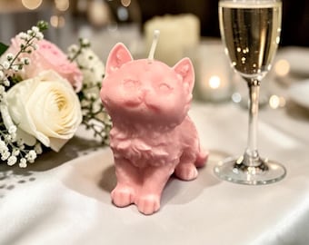 Pink Cat Candle | Sculptural Soy Wax Cat Lover Gift