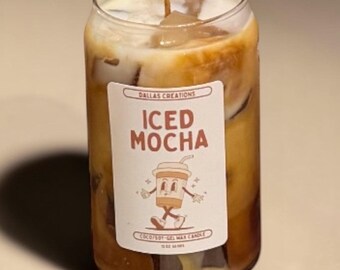 Realistic Iced Mocha Latte Candle | Chocolate Coffee Scent, Hand-Poured Drink Candle