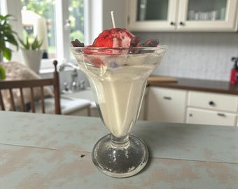 Ice Cream Sundae Candle | Vintage Hershey's Glass, Soy Wax