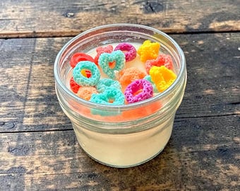 Vela con aroma a cereales Fruit Loops / Vela con aroma a leche y cereales frutales / Vela de postre de 237 ml / Vela decorativa con diseño de comida