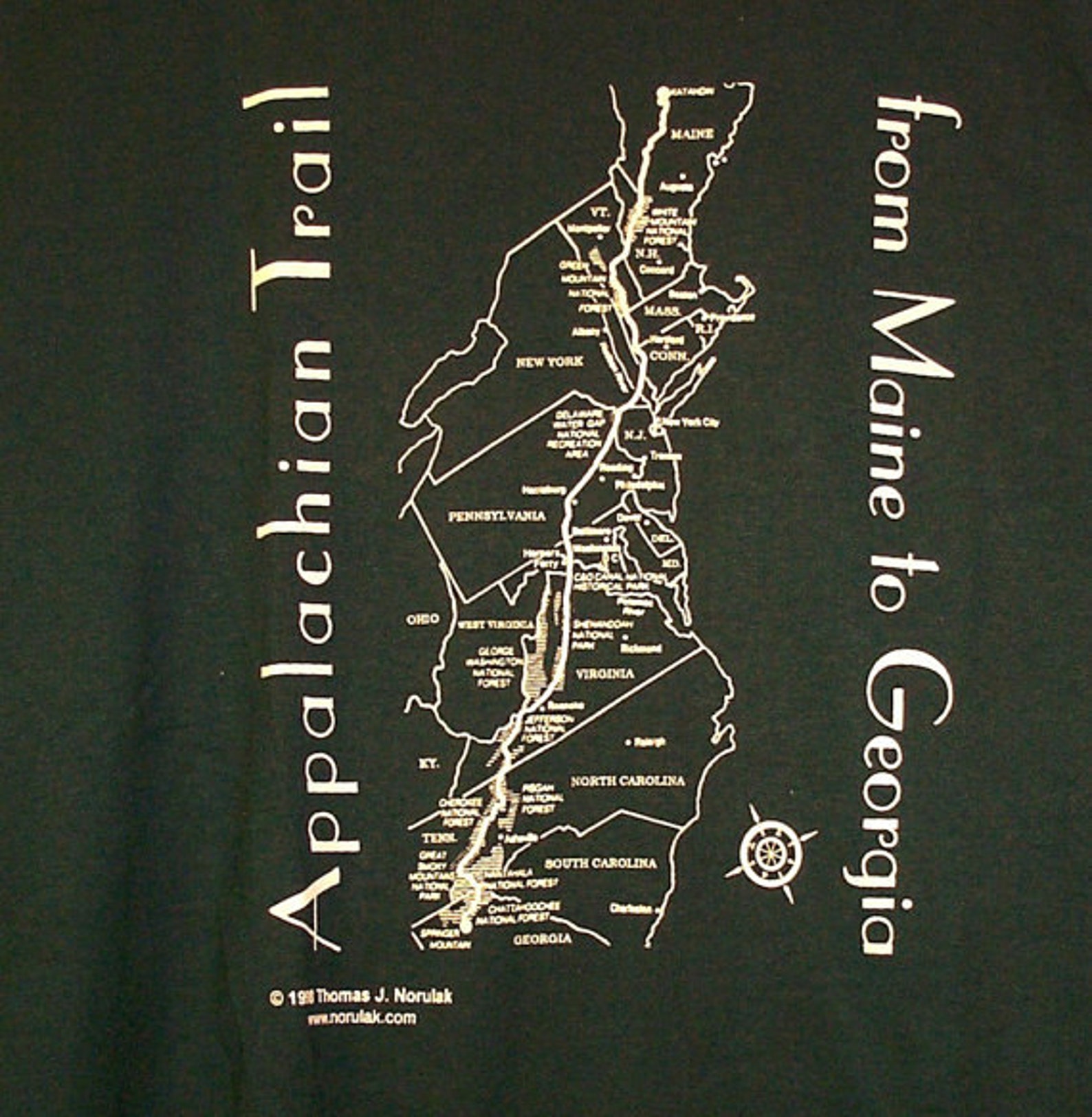 Hand Screenprinted Appalachian Trail Map T-shirt  Etsy