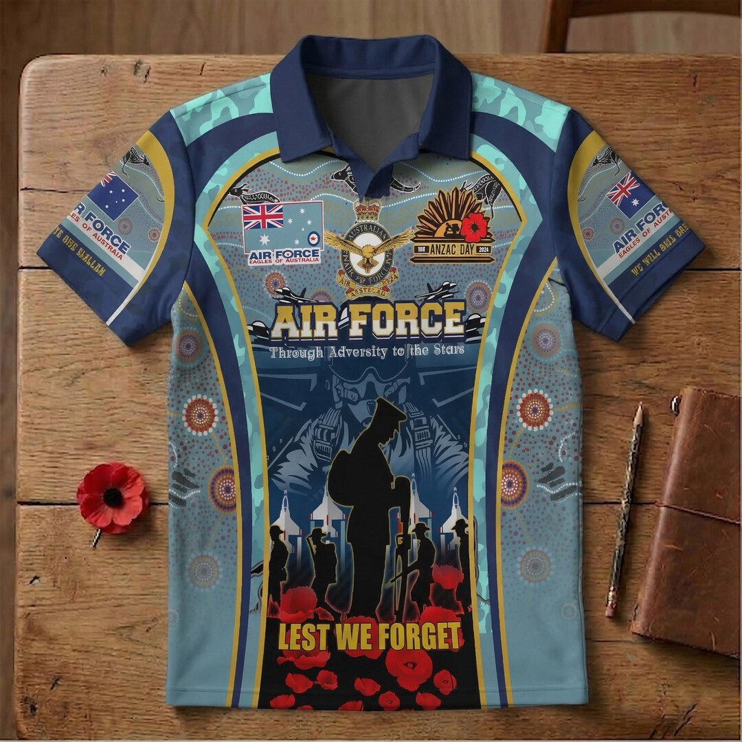 Gpu Raaf Under Shirt Indigenous RAAF April 25th Polo Shirt | Australian Air Force Dot Art ...