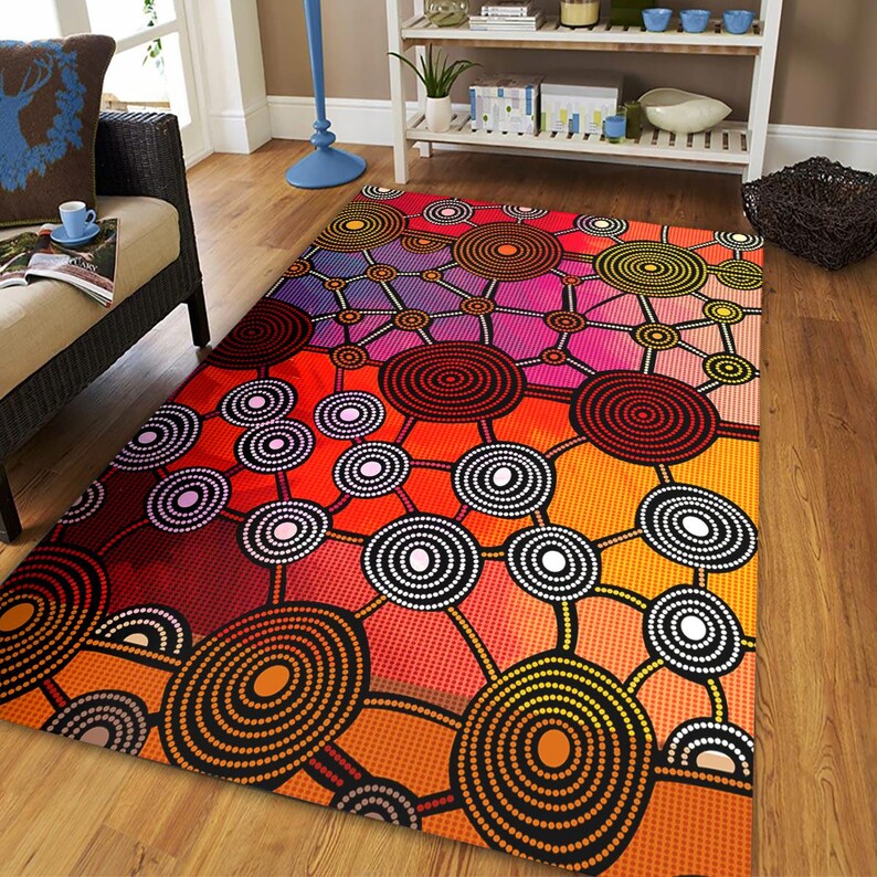 Aboriginal-inspired Area Rug: Dot Art Circle Patterns - Etsy Australia