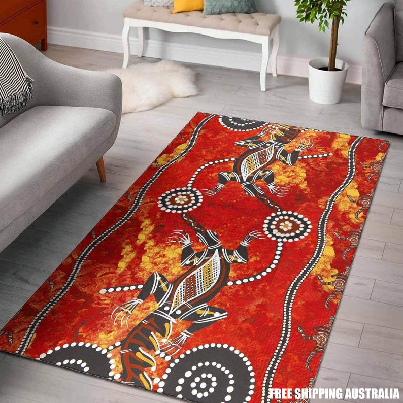 Crocodile Area Rug: Aboriginal Dot Art Inspired Home Decor - Etsy Australia