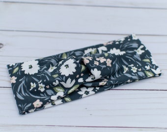 Navy Floral Knot Headband - Twist Headband - Wrap Headband - Mommy and Me Sets - Turban Headband