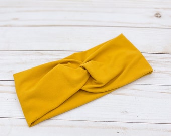 Mustard Yellow Knot Headband - Twist Headband - Wrap Headband - Mommy and Me Sets - Turban Headband