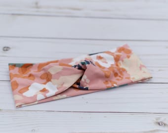 Pink Abstract Floral - Twist Headband - Wrap Headband - Mommy and Me Sets - Turban Headband