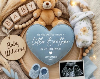 Little Brother Pregnancy Announcement Digital,Editable Boy Gender Reveal Pregnancy Template,Its a Boy Little Brother Social Media Reveal