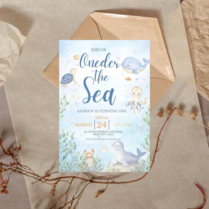 Oneder the Sea Birthday Invitation, Editable Canva Template, Watercolour Sea Animals,  DIGITAL DOWNLOAD
Oneder the Sea Birthday Invitation, Editable Canva Template, Watercolour Sea Animals, Nautical Ocean Kids Birthday Invite, Digital Download
Oneder The Sea Invitation Boy Editable Canva Template Watercolour Sea Animals Nautical Ocean Kids First Birthday Invite DIGITAL DOWNLOAD