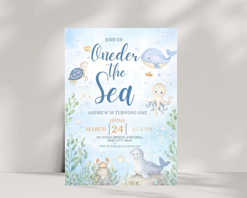 Oneder the Sea Birthday Invitation, Editable Canva Template, Watercolour Sea Animals,  DIGITAL DOWNLOAD
Oneder the Sea Birthday Invitation, Editable Canva Template, Watercolour Sea Animals, Nautical Ocean Kids Birthday Invite, Digital Download
Oneder The Sea Invitation Boy Editable Canva Template Watercolour Sea Animals Nautical Ocean Kids First Birthday Invite DIGITAL DOWNLOAD