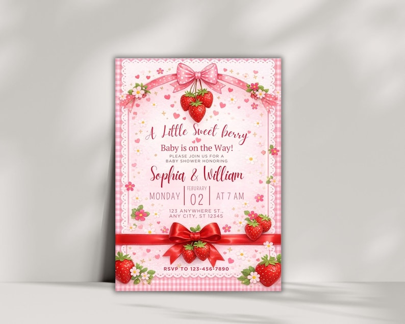 Strawberry Baby Shower Invitation, Editable Pink Baby Shower Invite, Printable Berry Sweet Baby Shower Canva Template, Digital Download 
Editable Berry Sweet Baby Shower Invitation Template, Strawberry Baby Shower Invite, Pink Girl Baby Shower,Canva Invitation,Instant Download
Strawberry Baby Shower Invitation Template, Editable Pink Baby Shower Invite, Berry Sweet Invitation, Printable Invite, Digital Download