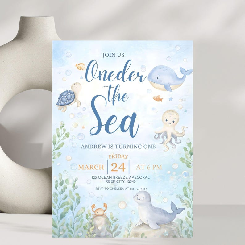 Oneder the Sea Birthday Invitation, Editable Canva Template, Watercolour Sea Animals,  DIGITAL DOWNLOAD
Oneder the Sea Birthday Invitation, Editable Canva Template, Watercolour Sea Animals, Nautical Ocean Kids Birthday Invite, Digital Download
Oneder The Sea Invitation Boy Editable Canva Template Watercolour Sea Animals Nautical Ocean Kids First Birthday Invite DIGITAL DOWNLOAD