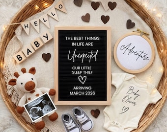 Unexpected Pregnancy Announcement Digital,Surprise Gender Neutral Baby Editable Baby Reveal Template Announcement for Social Media
