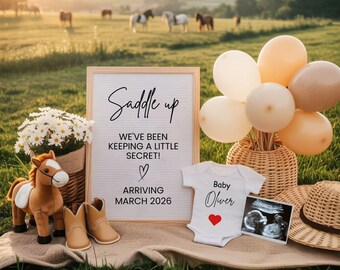 Rustic Western Pregnancy Announcement,Cowboy Saddle Up Theme,Editable Template,Canva Template,Baby Announcement for Social Media Pregnancy