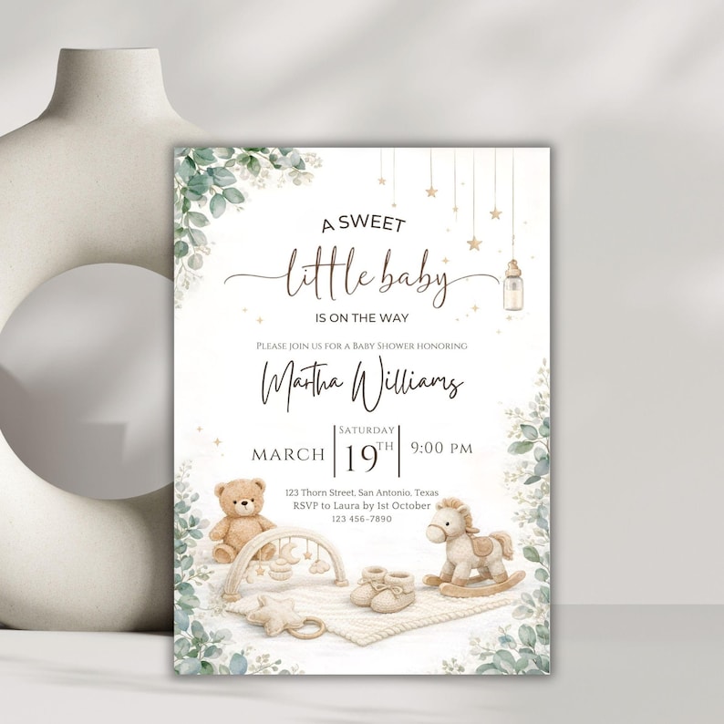 Gender Neutral Baby Shower Invitation, Canva Baby Clothes Baby Shower Editable Template, Baby Brunch Neutral Eucalyptus Printable Invite
Gender Neutral Baby Shower Invitation, Canva Baby Clothes Baby Shower Editable Template, Neutral Baby Brunch Printable Invite
Gender Neutral Baby Shower Invitation – Editable Canva Eucalyptus Mobile Evite