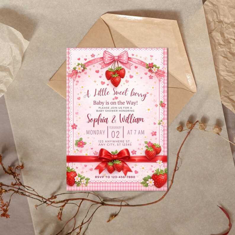Strawberry Baby Shower Invitation, Editable Pink Baby Shower Invite, Printable Berry Sweet Baby Shower Canva Template, Digital Download 
Editable Berry Sweet Baby Shower Invitation Template, Strawberry Baby Shower Invite, Pink Girl Baby Shower,Canva Invitation,Instant Download
Strawberry Baby Shower Invitation Template, Editable Pink Baby Shower Invite, Berry Sweet Invitation, Printable Invite, Digital Download