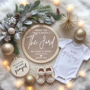Anúncio de gravidez religioso de Natal, modelo digital editável para redes sociais, anúncio de bebê de Natal, Eu, o Senhor Isaías