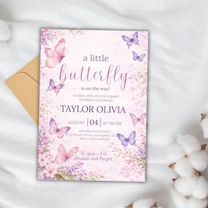 Editable Butterfly Baby Shower Invitation, Pink and Purple Butterfly Invitation, A Little Butterfly Is On The Way, Girl Butterfly Invitation
Butterfly Baby Shower Invitation, Pink Purple Butterfly Invitation Template, Editable Butterfly Baby Shower Invite Girl, Flowers, Canva
EDITABLE Butterfly Baby Shower Invitation A Baby Butterfly is on Her Way Baby Shower Girl theme Pink Butterfly Invite Downloadable & Printed