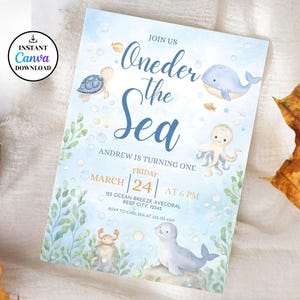 Oneder the Sea Birthday Invitation, Editable Canva Template, Watercolour Sea Animals,  DIGITAL DOWNLOAD
Oneder the Sea Birthday Invitation, Editable Canva Template, Watercolour Sea Animals, Nautical Ocean Kids Birthday Invite, Digital Download
Oneder The Sea Invitation Boy Editable Canva Template Watercolour Sea Animals Nautical Ocean Kids First Birthday Invite DIGITAL DOWNLOAD