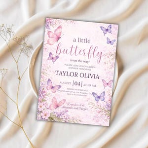 Editable Butterfly Baby Shower Invitation, Pink and Purple Butterfly Invitation, A Little Butterfly Is On The Way, Girl Butterfly Invitation
Butterfly Baby Shower Invitation, Pink Purple Butterfly Invitation Template, Editable Butterfly Baby Shower Invite Girl, Flowers, Canva
EDITABLE Butterfly Baby Shower Invitation A Baby Butterfly is on Her Way Baby Shower Girl theme Pink Butterfly Invite Downloadable & Printed