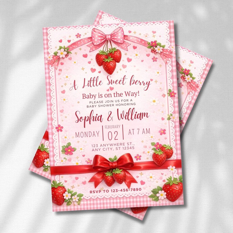 Strawberry Baby Shower Invitation, Editable Pink Baby Shower Invite, Printable Berry Sweet Baby Shower Canva Template, Digital Download 
Editable Berry Sweet Baby Shower Invitation Template, Strawberry Baby Shower Invite, Pink Girl Baby Shower,Canva Invitation,Instant Download
Strawberry Baby Shower Invitation Template, Editable Pink Baby Shower Invite, Berry Sweet Invitation, Printable Invite, Digital Download