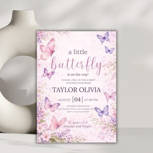 Editable Butterfly Baby Shower Invitation, Pink and Purple Butterfly Invitation, A Little Butterfly Is On The Way, Girl Butterfly Invitation
Butterfly Baby Shower Invitation, Pink Purple Butterfly Invitation Template, Editable Butterfly Baby Shower Invite Girl, Flowers, Canva
EDITABLE Butterfly Baby Shower Invitation A Baby Butterfly is on Her Way Baby Shower Girl theme Pink Butterfly Invite Downloadable & Printed
