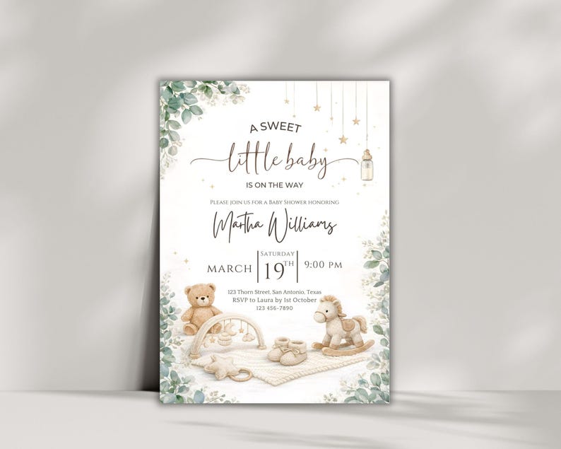 Gender Neutral Baby Shower Invitation, Canva Baby Clothes Baby Shower Editable Template, Baby Brunch Neutral Eucalyptus Printable Invite
Gender Neutral Baby Shower Invitation, Canva Baby Clothes Baby Shower Editable Template, Neutral Baby Brunch Printable Invite
Gender Neutral Baby Shower Invitation – Editable Canva Eucalyptus Mobile Evite