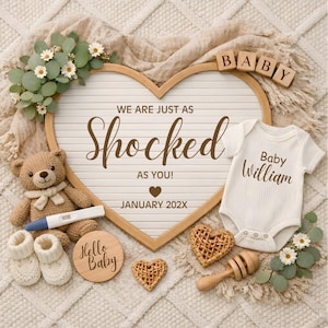 Pregnancy Announcement with Test,Editable Digital Baby Announcement Template,Custom Baby Gender Neutral Baby Social Media Template