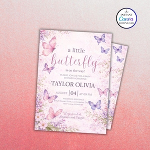 Editable Butterfly Baby Shower Invitation, Pink and Purple Butterfly Invitation, A Little Butterfly Is On The Way, Girl Butterfly Invitation
Butterfly Baby Shower Invitation, Pink Purple Butterfly Invitation Template, Editable Butterfly Baby Shower Invite Girl, Flowers, Canva
EDITABLE Butterfly Baby Shower Invitation A Baby Butterfly is on Her Way Baby Shower Girl theme Pink Butterfly Invite Downloadable & Printed