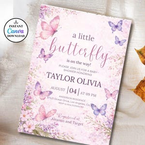 Editable Butterfly Baby Shower Invitation, Pink and Purple Butterfly Invitation, A Little Butterfly Is On The Way, Girl Butterfly Invitation
Butterfly Baby Shower Invitation, Pink Purple Butterfly Invitation Template, Editable Butterfly Baby Shower Invite Girl, Flowers, Canva
EDITABLE Butterfly Baby Shower Invitation A Baby Butterfly is on Her Way Baby Shower Girl theme Pink Butterfly Invite Downloadable & Printed