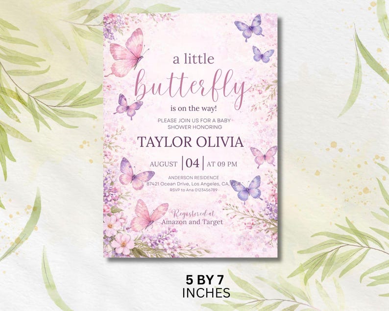 Editable Butterfly Baby Shower Invitation, Pink and Purple Butterfly Invitation, A Little Butterfly Is On The Way, Girl Butterfly Invitation
Butterfly Baby Shower Invitation, Pink Purple Butterfly Invitation Template, Editable Butterfly Baby Shower Invite Girl, Flowers, Canva
EDITABLE Butterfly Baby Shower Invitation A Baby Butterfly is on Her Way Baby Shower Girl theme Pink Butterfly Invite Downloadable & Printed