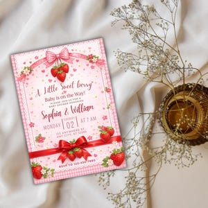 Strawberry Baby Shower Invitation, Editable Pink Baby Shower Invite, Printable Berry Sweet Baby Shower Canva Template, Digital Download 
Editable Berry Sweet Baby Shower Invitation Template, Strawberry Baby Shower Invite, Pink Girl Baby Shower,Canva Invitation,Instant Download
Strawberry Baby Shower Invitation Template, Editable Pink Baby Shower Invite, Berry Sweet Invitation, Printable Invite, Digital Download