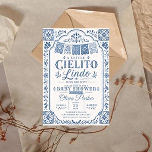 Editable Cielito Lindo Dusty Blue Baby Shower Invitation, Mexican Talavera Papel Picado Invite, Terracotta Spanish Theme, Canva Template 
Cielito Lindo Baby Shower Invitation Template Blue Mexican Baby Shower Invite Editable Canva Download 
Editable Cielito Lindo Invitation, Cielito Lindo Baby Shower Invitation, Mexican Baby Shower Invitation, Papel Picado Invite, Blue Talavera