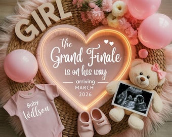 Baby Girl Editable Pregnancy Announcement Template Its a Girl Baby Announcement for Sister Social Media Grand Finale Boho Minimalist