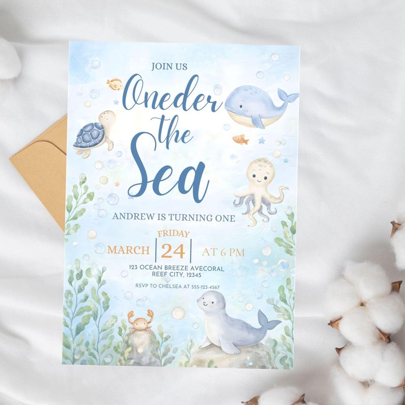Oneder the Sea Birthday Invitation, Editable Canva Template, Watercolour Sea Animals,  DIGITAL DOWNLOAD
Oneder the Sea Birthday Invitation, Editable Canva Template, Watercolour Sea Animals, Nautical Ocean Kids Birthday Invite, Digital Download
Oneder The Sea Invitation Boy Editable Canva Template Watercolour Sea Animals Nautical Ocean Kids First Birthday Invite DIGITAL DOWNLOAD
