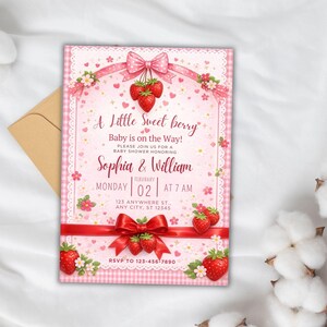 Strawberry Baby Shower Invitation, Editable Pink Baby Shower Invite, Printable Berry Sweet Baby Shower Canva Template, Digital Download 
Editable Berry Sweet Baby Shower Invitation Template, Strawberry Baby Shower Invite, Pink Girl Baby Shower,Canva Invitation,Instant Download
Strawberry Baby Shower Invitation Template, Editable Pink Baby Shower Invite, Berry Sweet Invitation, Printable Invite, Digital Download