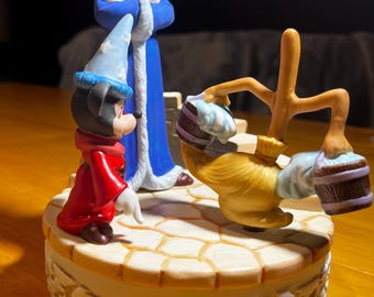 Disney Musical Memories Porcelain Music Box Mickey Mouse Fantasia Collectible