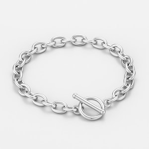 T-Bar Clasp Bracelet - Stainless Steel Toggle Chain Bracelet, Minimalist Modern Bracelet, Elegant Everyday Jewelry Gift